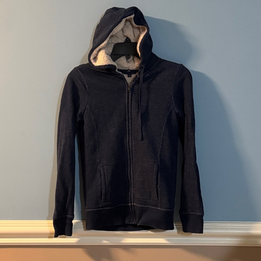 Women’s Gap Navy Blue Hooded Fleece lined Hoodie sweatshirt size XS